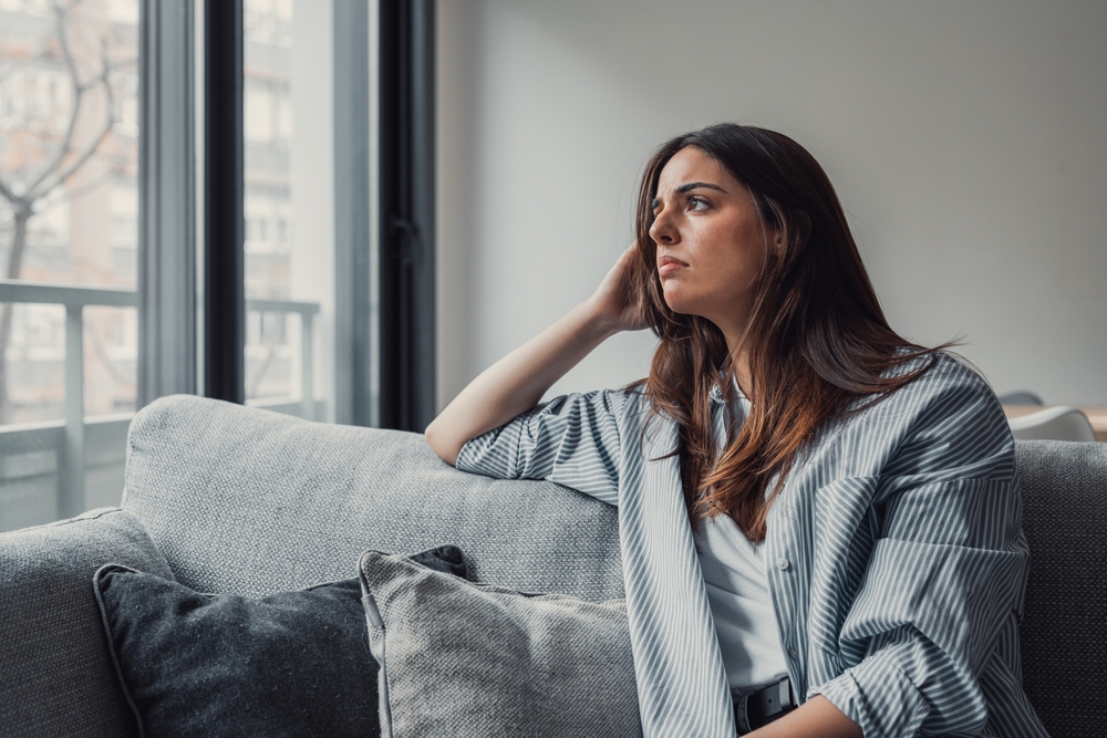 Pensive and depressed woman