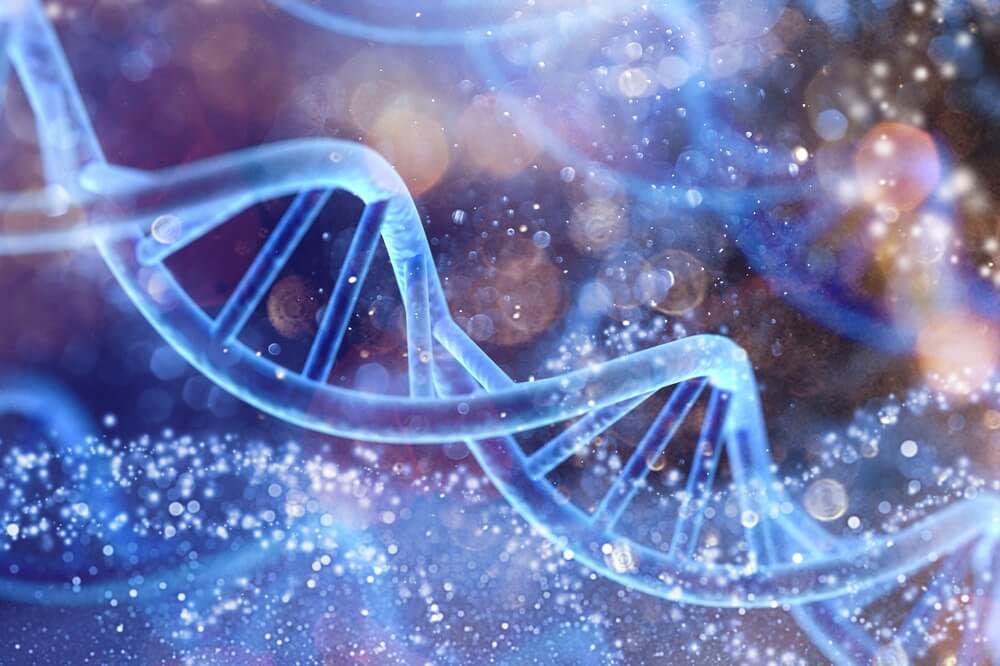 Spiral DNA double helix structure