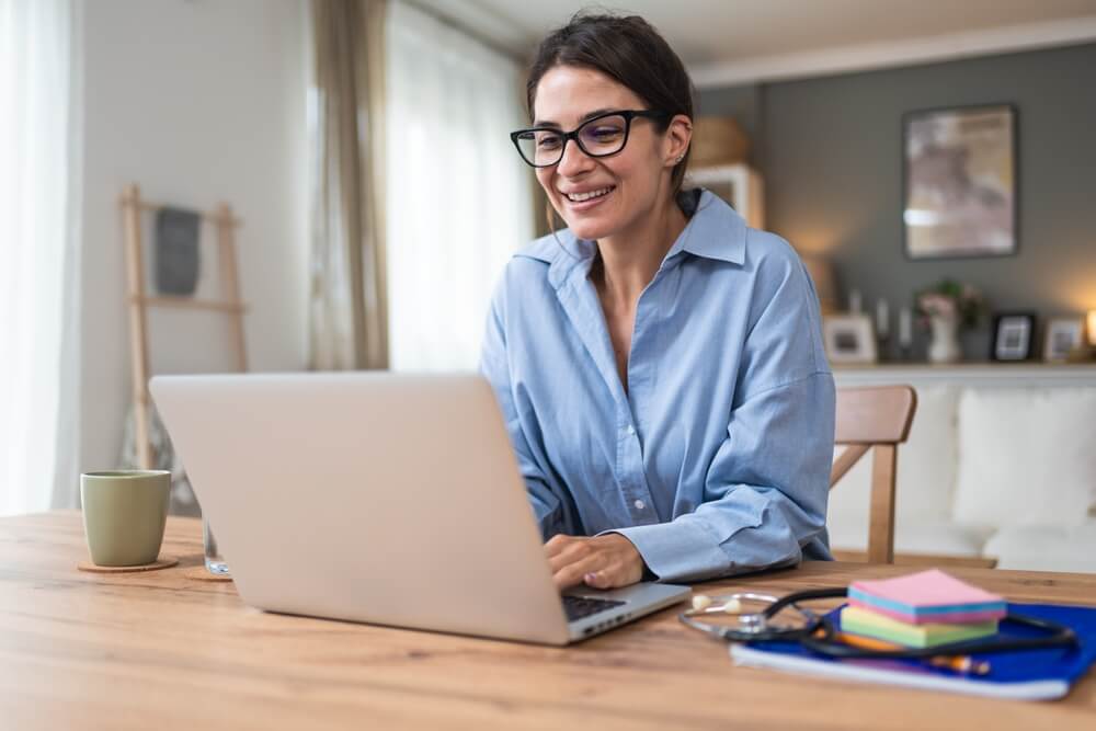 woman doing telehealth therapy